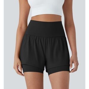 Halara Black Softly Zero 2 in 1 Yoga Biker Shorts High Waisted Activewear